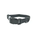 Black PVC dog collar with quick-release buckle and D-ring, front view - CHANGGUANG