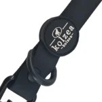 black short PVC dog leash showing the coated strap and metal snap hook from an alternate angle.