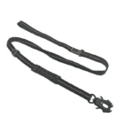 elastic bungee dog leash with a stretch cord, reinforced handle, and metal snap hook, on a white background.