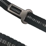 elastic bungee dog leash with a stretch cord, reinforced handle, and metal snap hook, on a white background.