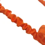 orange tactical dog leash with tactical strap, reinforced handle, and metal snap hook, on a white background.
